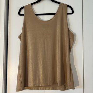 Chico’s Travelers Gold Shimmer Sleeveless Tank Top Size 3 XL